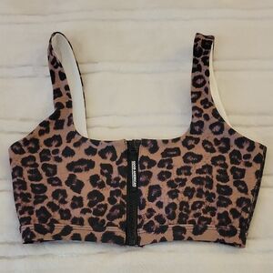 Good American Leopard Print Performance Sports Bra Size 1